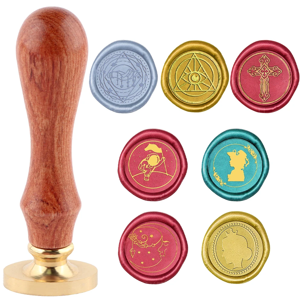 Wax Seal Stamp Set - Lakzegelstempelset 1 verwijderbare ronde koperen stempelkop