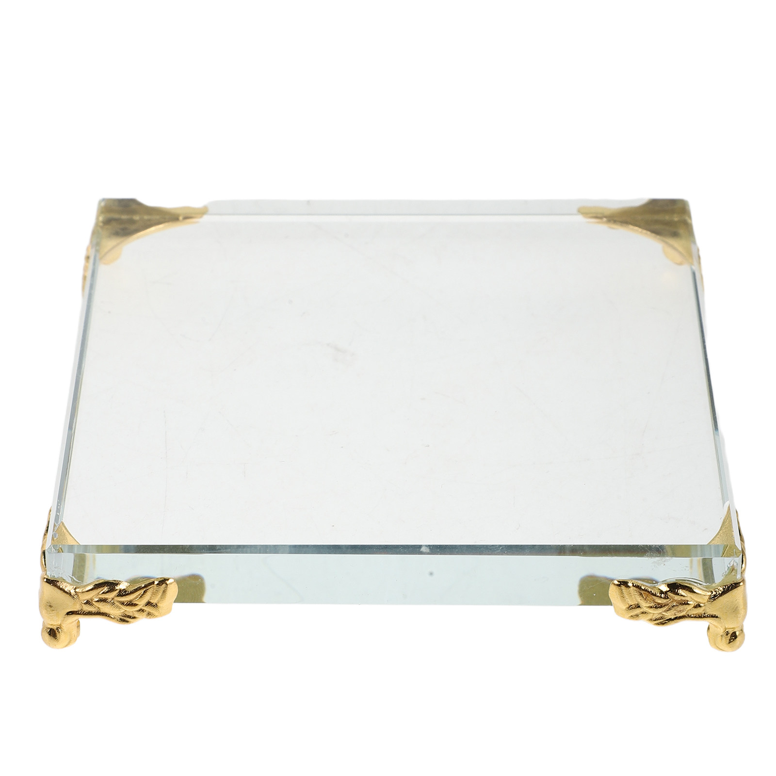 Paper Weight Crystal - Vierkant kristallen papiergewicht met gouden rand,