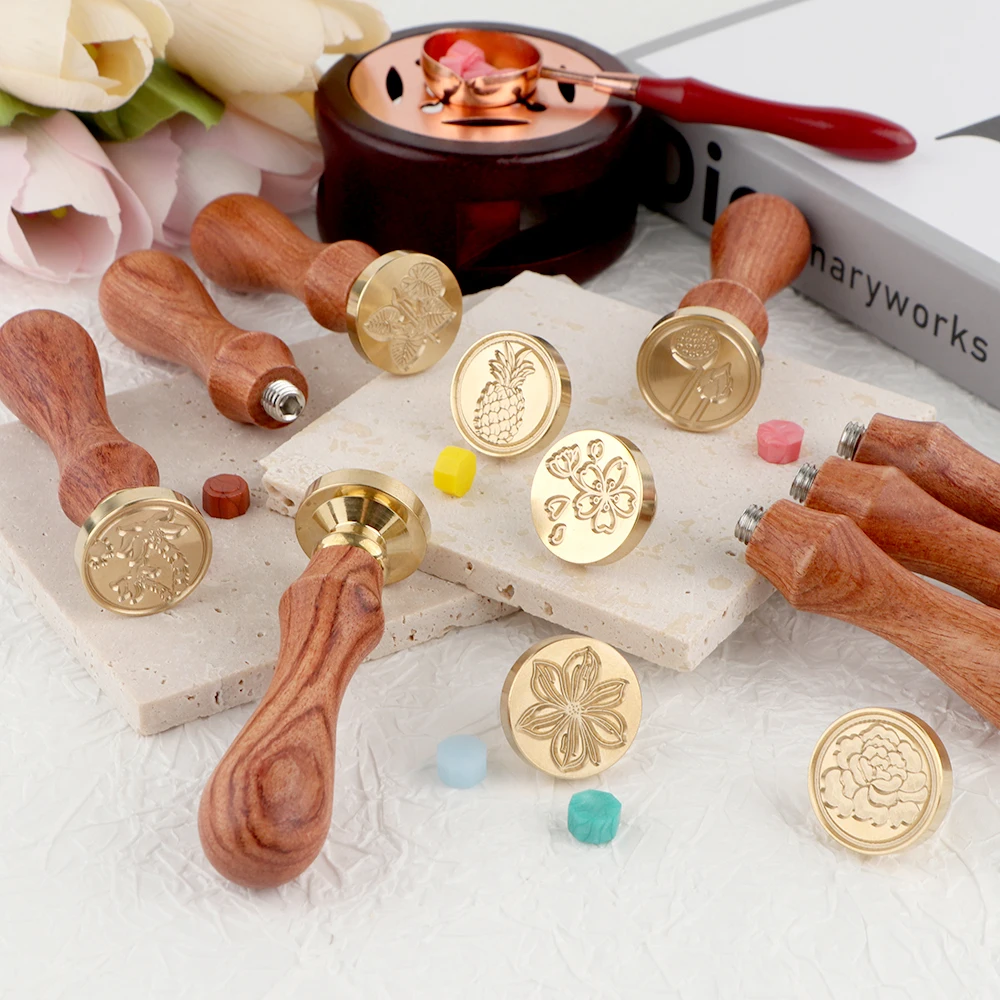 Wax Seal Stamp Set - Waxzegelstempelset 1 verwijderbare ronde messing stempelkop